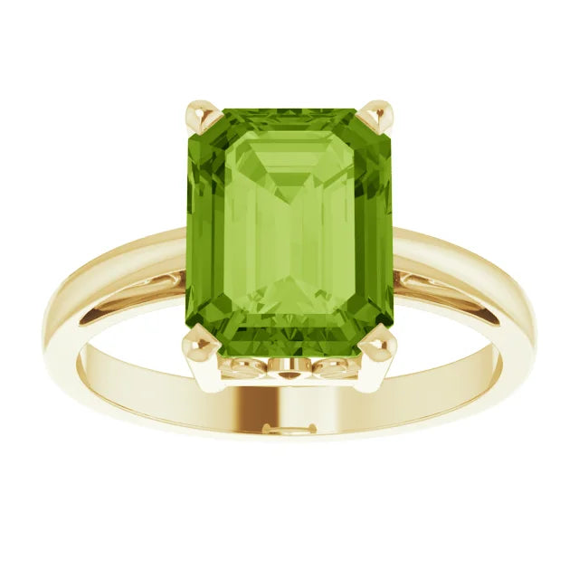 Women’s vintage rings with ornate rose-cut stones -Rectangle Radiant Arizona Peridot Ring