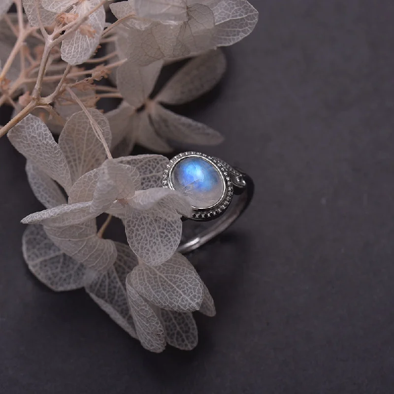 Women’s rings with stretch bands for ease -Retro Vibes Moonstone Ring