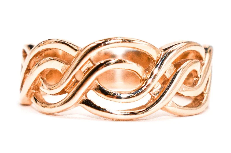 Women’s bold rings with hammered silver bands -Rose Gold Criss Cross Ring