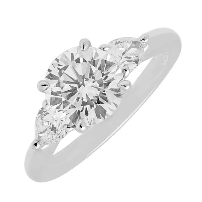 Women’s rings with eternity knot for love -Round and Pear Shape Diamond Engagement Ring in 18kt White Gold (2ct tw)