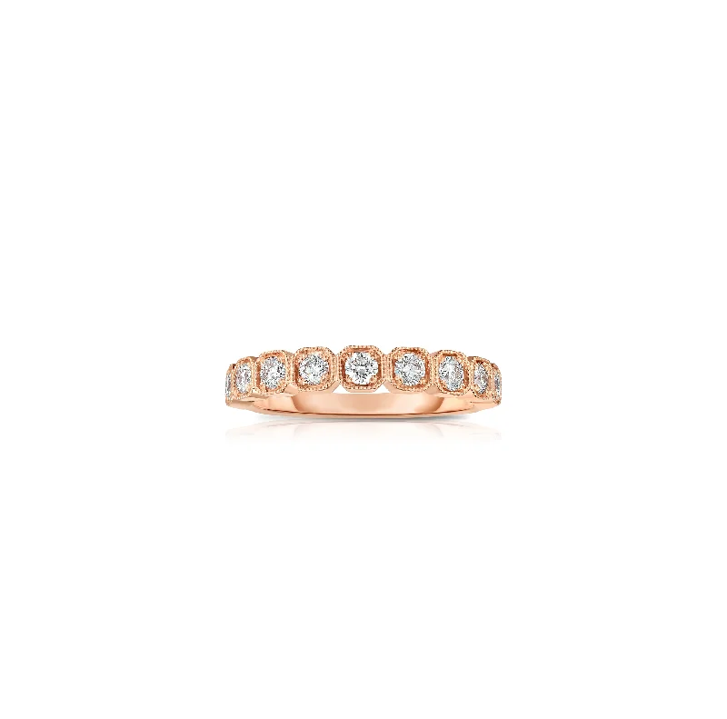 Women’s rings with matte silver for understated -Sabel Collection 14K Rose Gold Round Diamond Stacking Ring