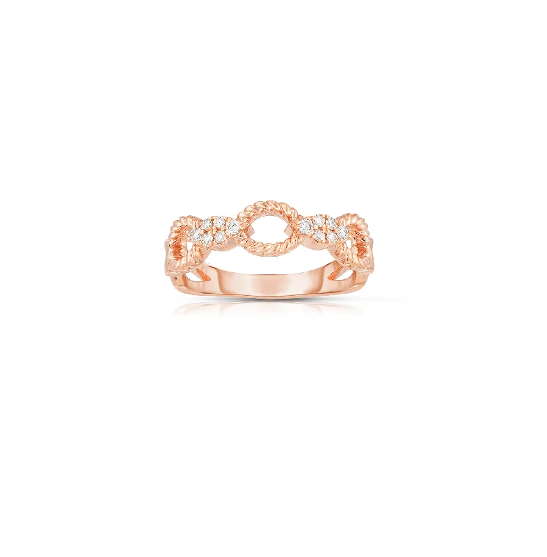 Women’s rings with crescent peridot for green -Sabel Collection 14K Rose Gold Diamond Twist Ring