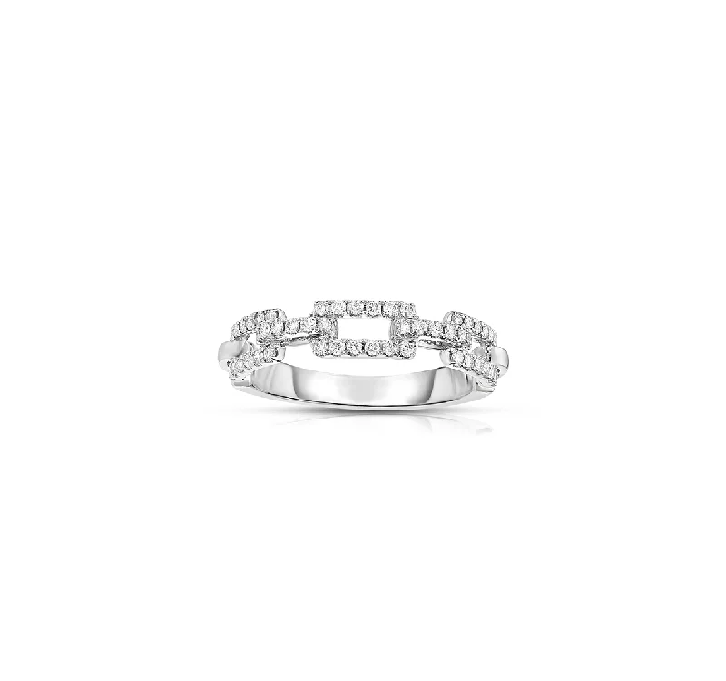 Women’s rings with brushed gold for subtlety -Sabel Collection 14K White Gold Diamond Link Ring