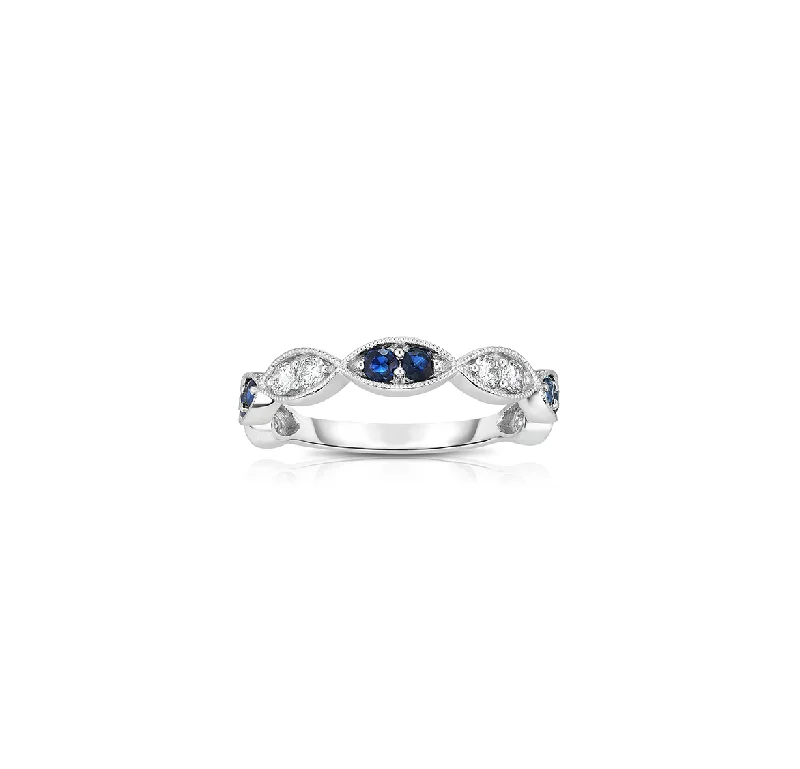 Women’s rings with butterfly motifs for whimsy -Sabel Collection 14K White Gold Sapphire and Diamond Marquise Accent Ring