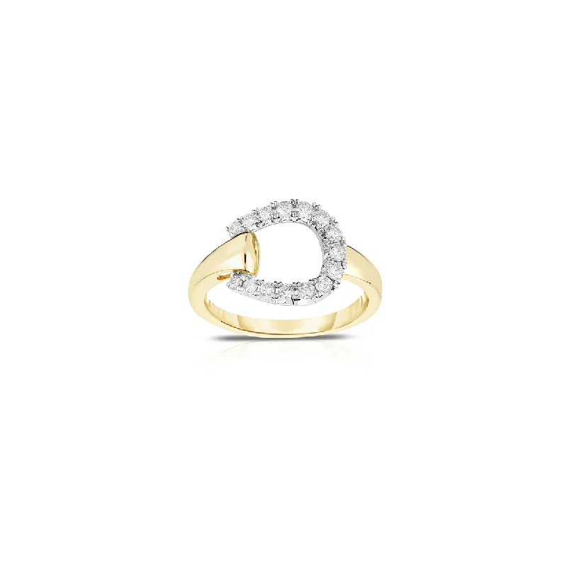 Women’s rings with star sapphire for glow -Sabel Collection 14K Yellow Gold and White Diamond Horseshoe Ring