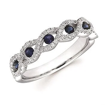 Women’s minimalist rings with polished onyx shine -Twisted Sapphire & Diamond Band