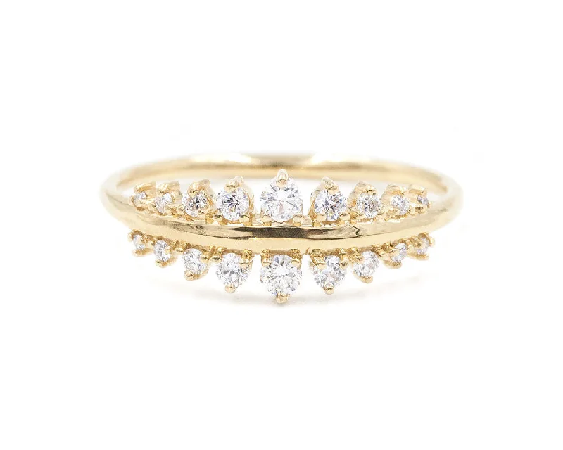 Women’s rings with brushed gold for subtlety -Vega Tapering Diamond Ring