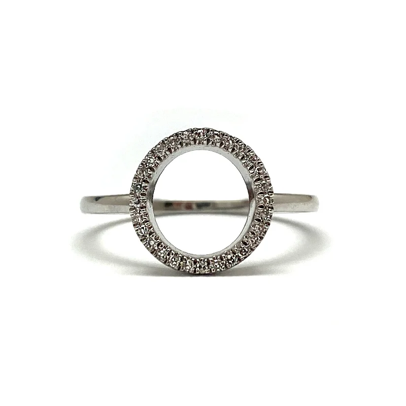 Women’s rings with smoky quartz for depth -White Gold and Diamond Circle Ring