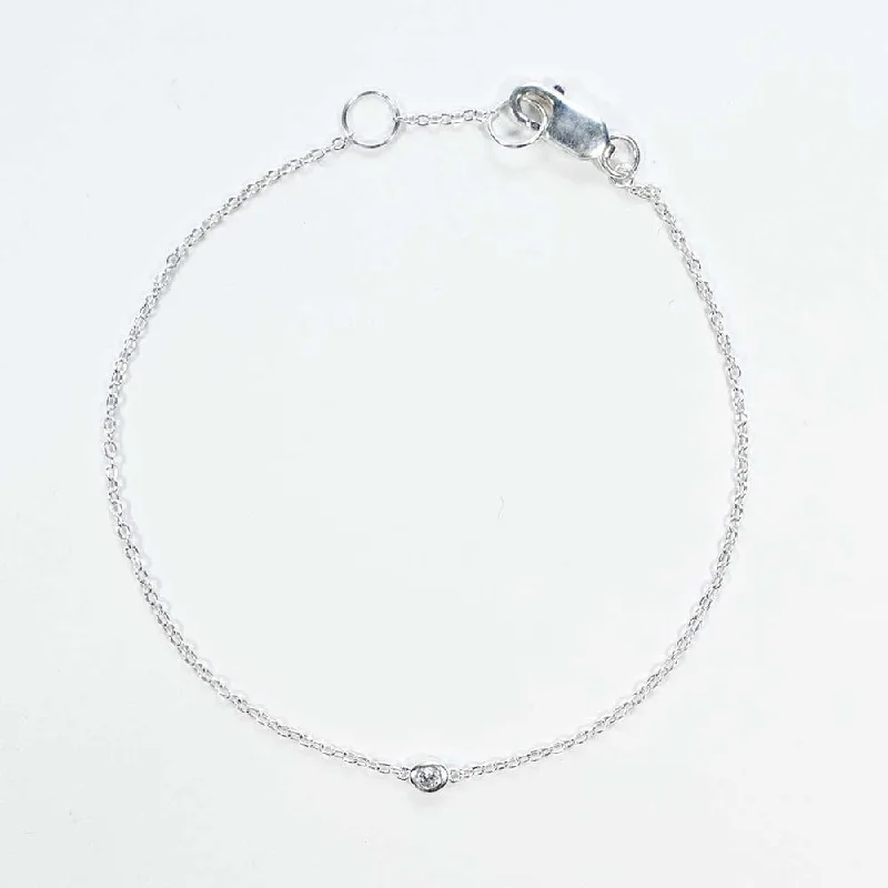 Simple gold bangle bracelets with smooth finishes for a classic and elegant style-3mm Silver Crystal Solitaire Bracelet