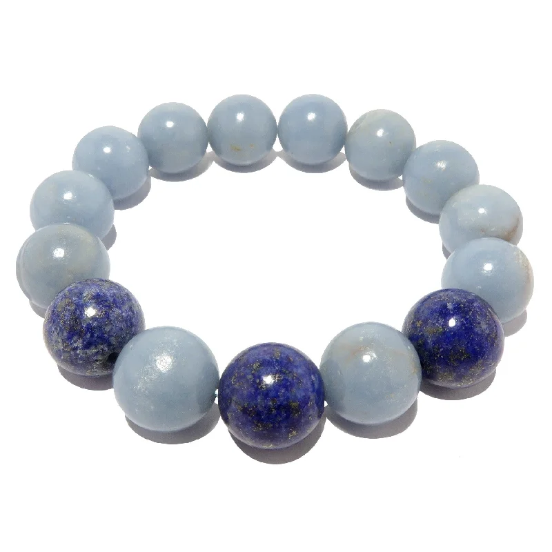 Best bangle bracelets with stacked designs for a trendy and fashionable look-Angelite Bracelet Lapis Lazuli Blue Heaven United