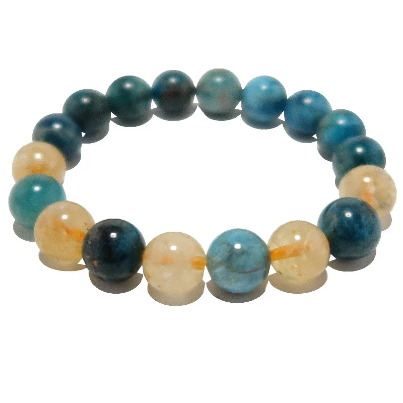 Bangle bracelets with colorful gemstone accents for a fun and vibrant pop of color-Apatite Bracelet Citrine Sunny Sky Abundance