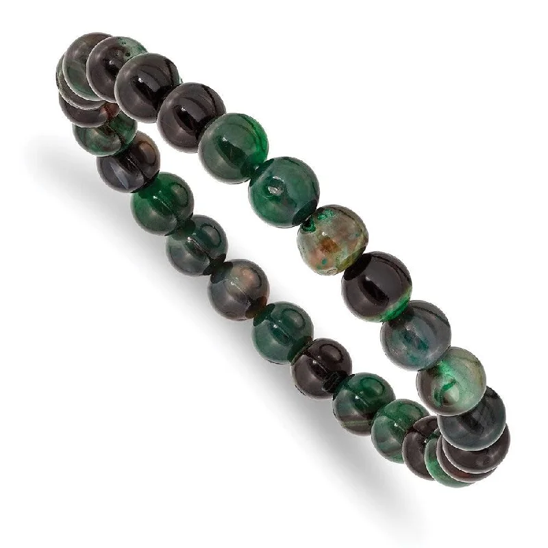 Bangle bracelets with colorful gemstone accents for a fun and vibrant pop of color-Aquatic Agate Beaded Stretch Bracelet