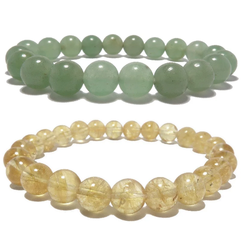 Best bangle bracelets with nature-inspired designs like leaves and flowers-Money Lovers Bracelet Set Citrine Green Aventurine