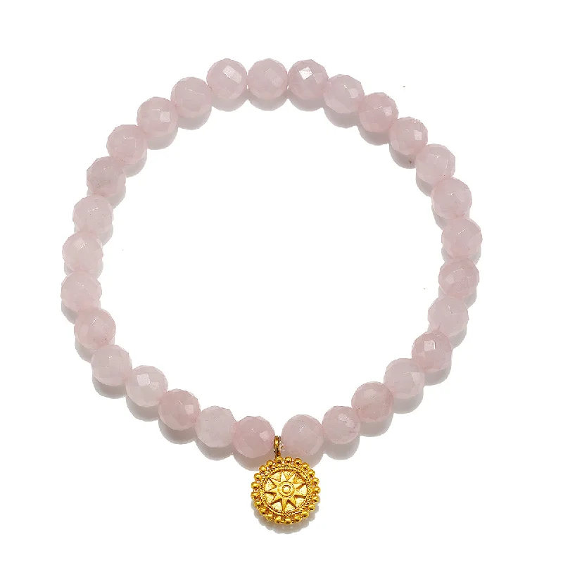 Vintage-inspired bangle bracelets with etched detailing for a timeless, antique look-Awaken Love Mandala Rose Quartz Gemstone Bracelet