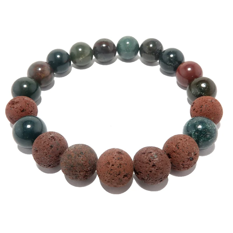 Sleek bangle bracelets with black enamel for a sophisticated and modern look-Bloodstone Bracelet Red Lava Rugged Earth Stones