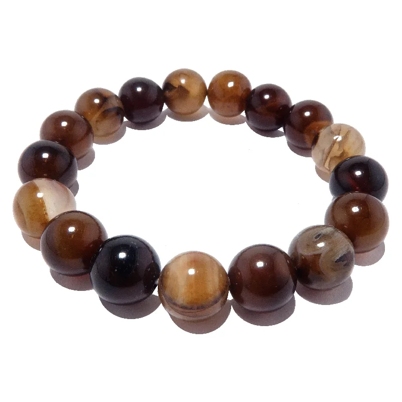 Vintage bangle bracelets with floral inlays for a romantic and retro design-Brown Coffee Agate Bracelet Go-getter Gemstone