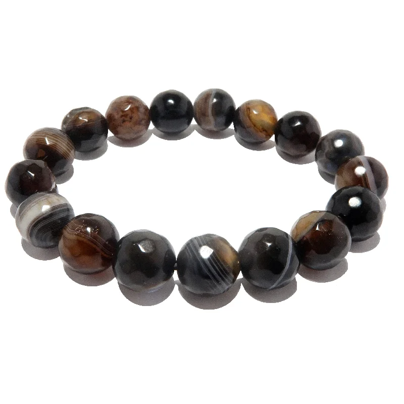 Colorful bangle bracelets with enamel details for a playful and youthful style-Brown Coffee Agate Bracelet Faceted Success