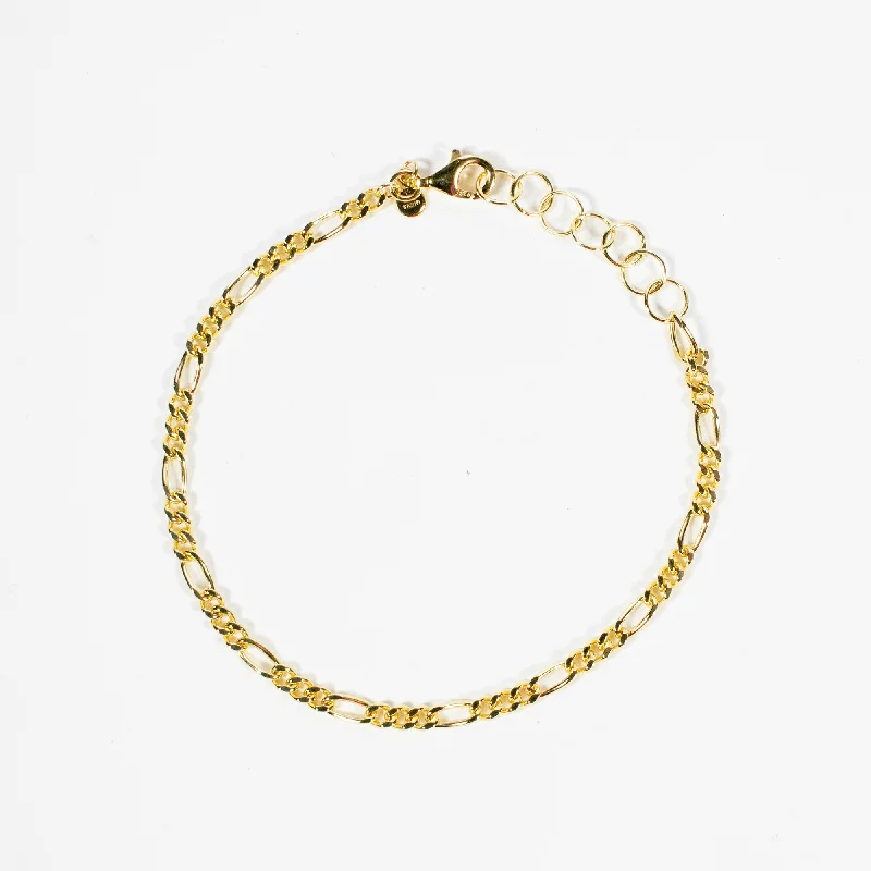 Stacked bangle bracelets with alternating textures for a dynamic, trendy look-Gold Vermeil Chain Bracelet