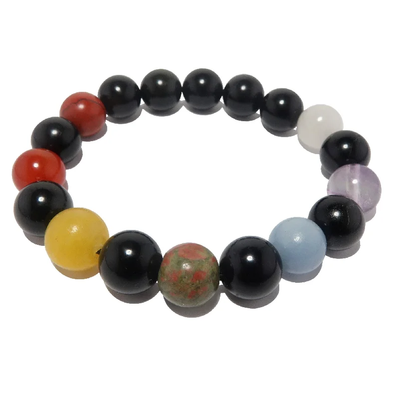 Best bangle bracelets with heart-shaped charms for a romantic and sweet touch-Chakra Bracelet Rainbow Obsidian Protection