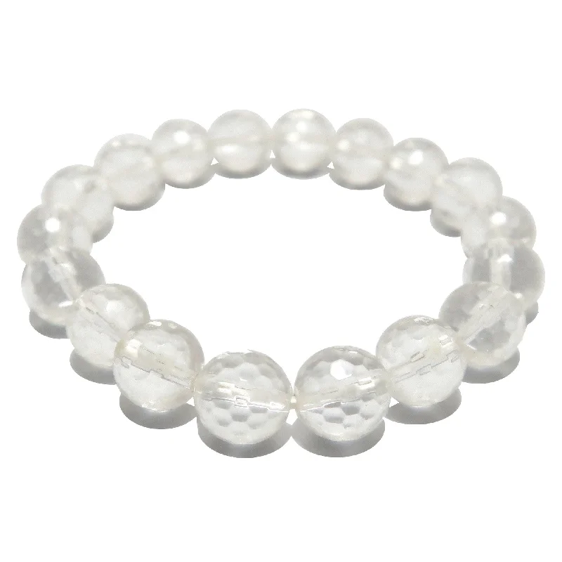 Best bangle bracelets with thin, delicate chains for an understated, sophisticated look-Clear Quartz Bracelet Faceted Beads A Cut Above