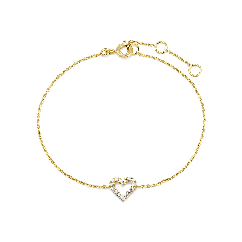 Best bangle bracelets with enamel detailing for a colorful and unique design-Gold Plated Micro CZ Heart Bracelet