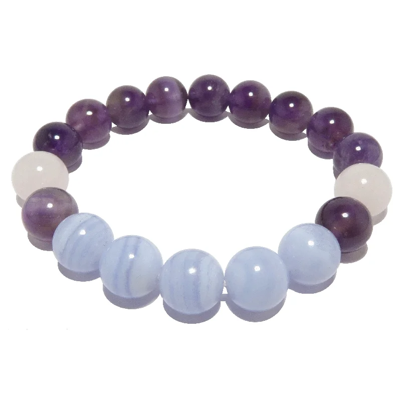 Best bangle bracelets with unique stone inlays for a one-of-a-kind accessory-Crystal Sleep Bracelet Amethyst Rose Quartz Agate