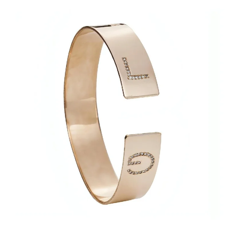 Best bangle bracelets with engraved messages for personalized gifts and keepsakes-Cuff Bracelet Engraved and Inlaid Letters