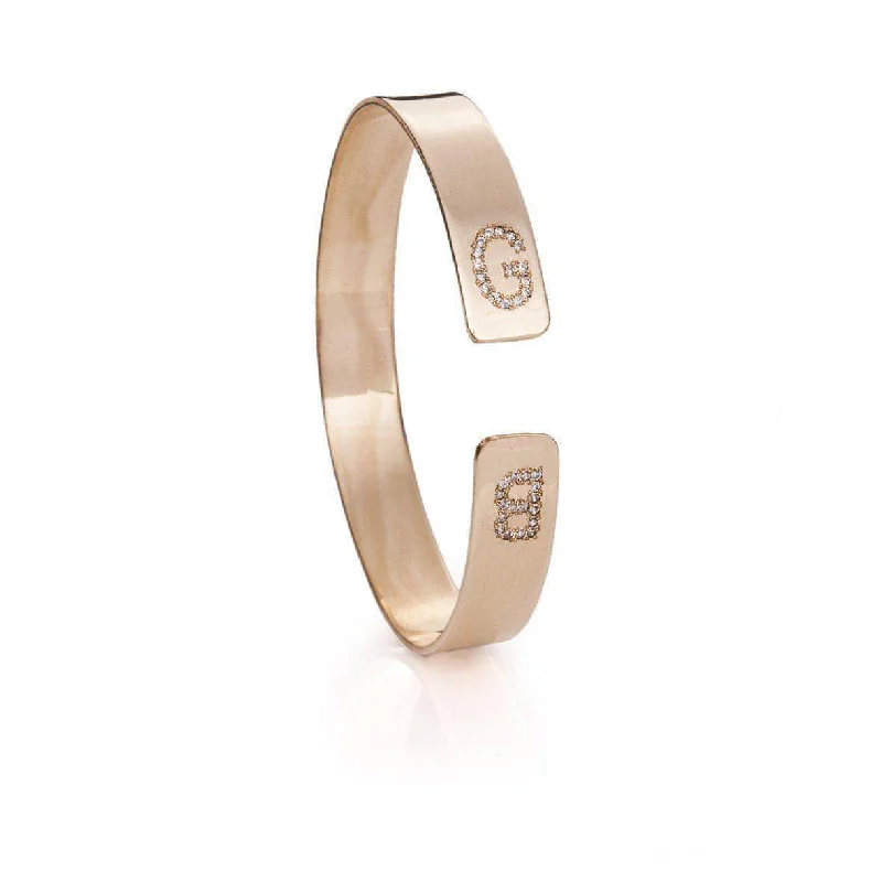 Best bangle bracelets with smooth sterling silver for a polished, refined finish-Cuff Bracelet Inlaid Letters