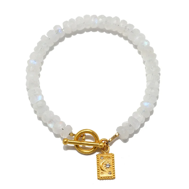 Art deco bangle bracelets with bold lines and shapes for a vintage-inspired flair-Divine Knowing Moonstone Bracelet