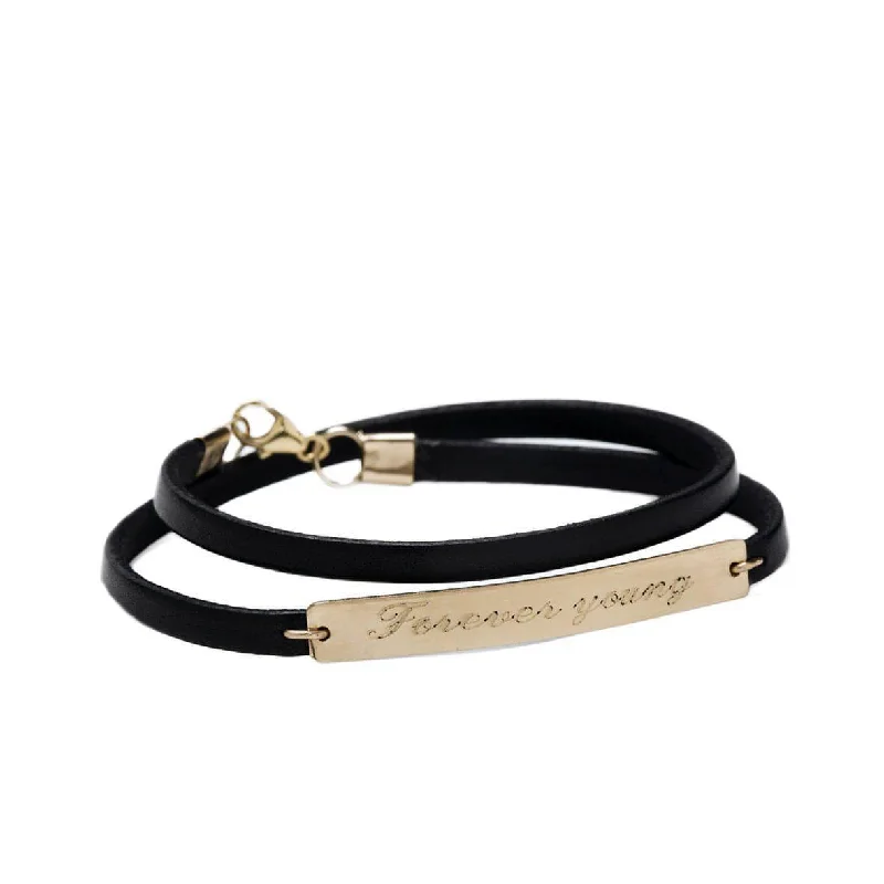 Best bangle bracelets with solid gold for an elegant and luxurious design-Double Wrap Leather Bracelet -Unisex