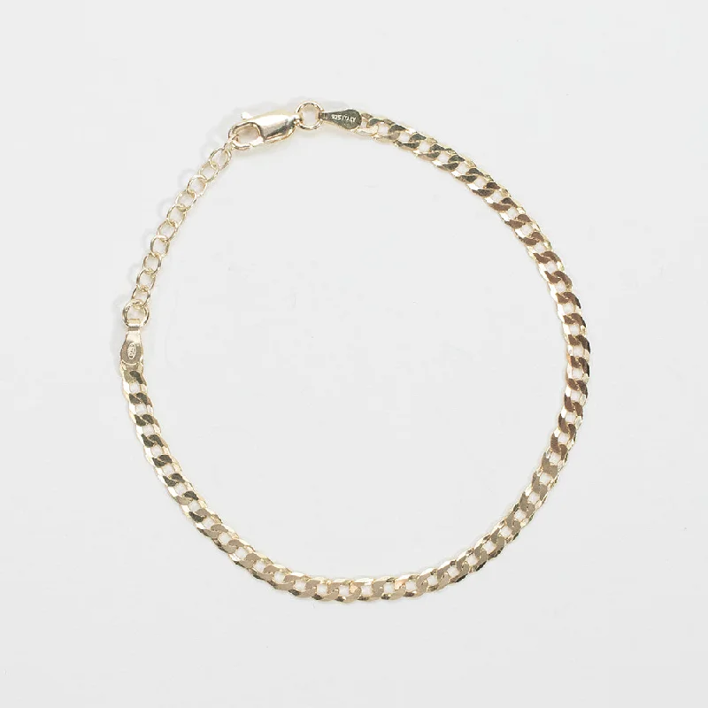 Best bangle bracelets with minimalist geometric designs for a contemporary, edgy look-Gold Plated Flat Curb Bracelet