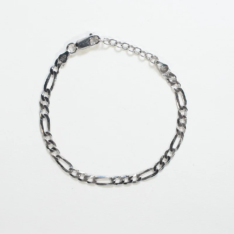 Best bangle bracelets with clear acrylic for a modern, transparent design-Silver Flat Figaro Chain Bracelet