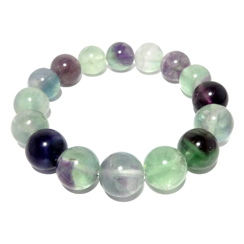 Best bangle bracelets with sapphire stones for an elegant and rich pop of color-Fluorite Bracelet Rainbow Flying Colors Focus Beads