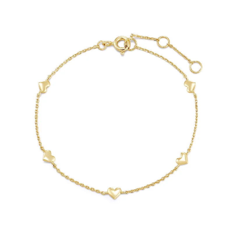 Simple gold bangle bracelets with smooth finishes for a classic and elegant style-Gold Plated Multi Micro Heart Bracelet