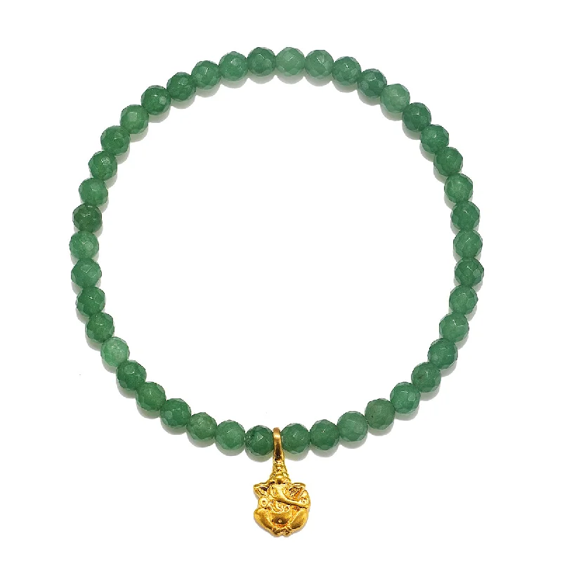 Bangle bracelets with polished marble inlays for a chic and trendy appearance-Ganesha Hindu God, Guided Transformation Jade Gemstone Bracelet