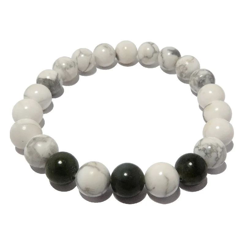 Simple bangle bracelets with open designs for a trendy and minimalist style-Howlite Bracelet Jade Stone Money Mindset Gems