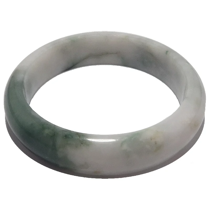 Art deco bangle bracelets with bold lines and shapes for a vintage-inspired flair-Jade Bangle Green Bracelet of Abundance