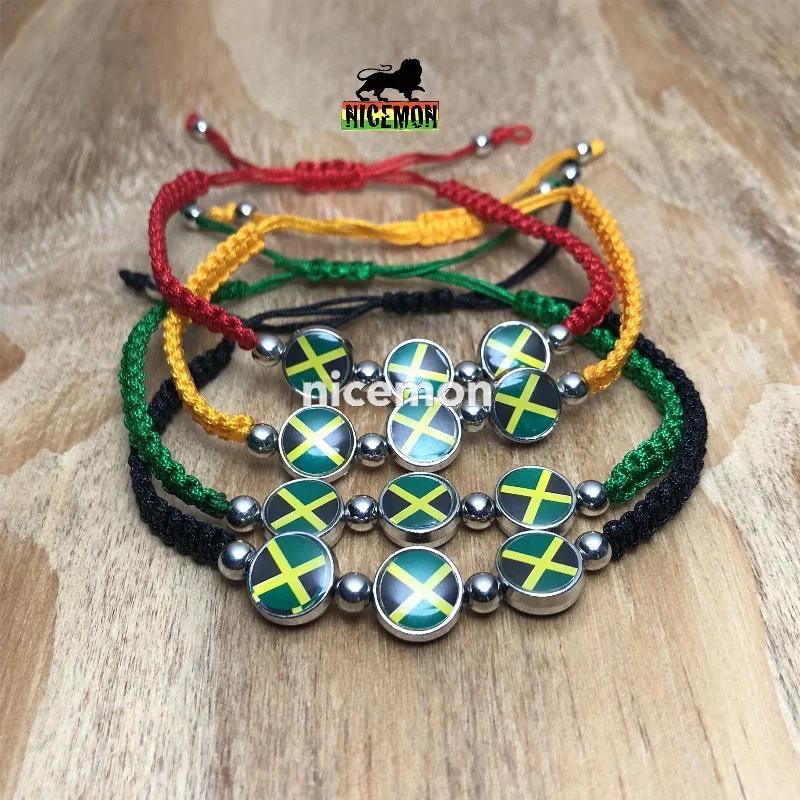 Bold bangle bracelets with textured finishes for a dynamic and modern style-Jamaica Flag Reggae Bracelet Wrist Bracelet Cuff Jah Reggae Usian One Love IRIE