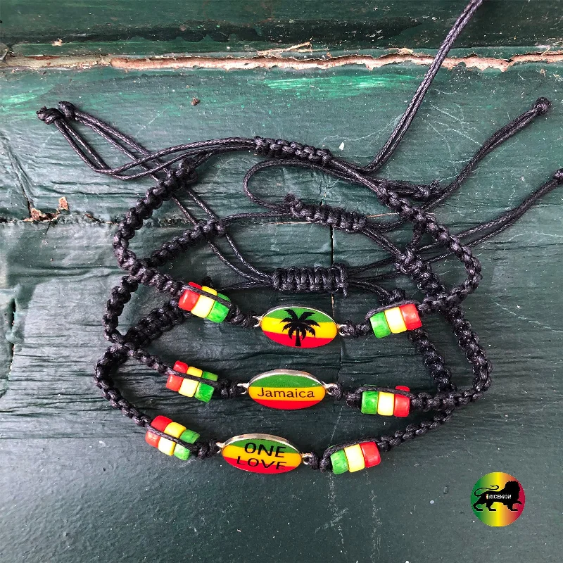 Best bangle bracelets with cubic zirconia inlays for affordable elegance and sparkle-Jamaica One Love Braided Bracelet Reggae Bracelets Conscious Goods 1 SZ FIT