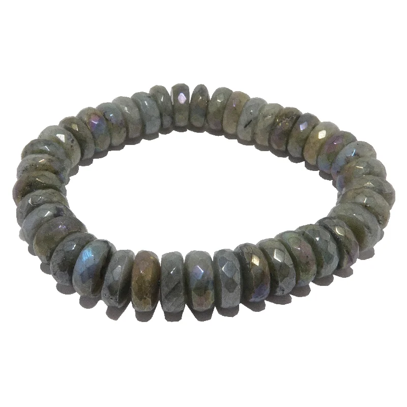 Stackable bangle bracelets with customizable charms for a personalized collection-Labradorite Bracelet Rainbow Titanium Light Legend Lore