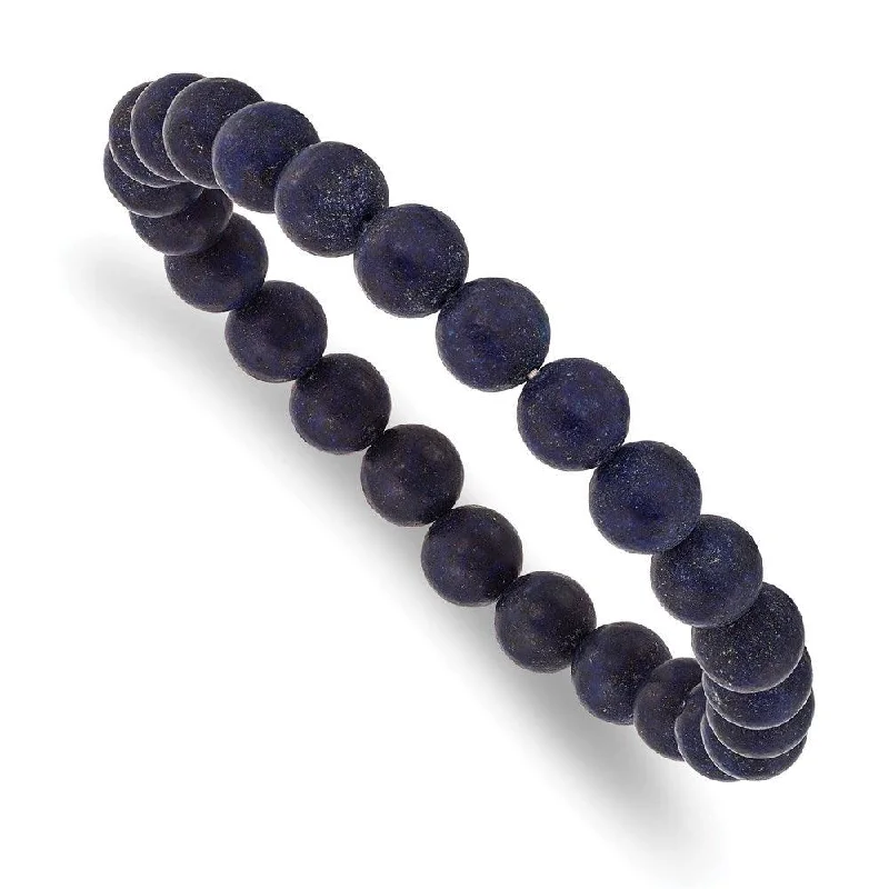 Adjustable bangle bracelets with toggle clasps for easy, secure wearing-Lapis Agate Beaded Stretch Bracelet