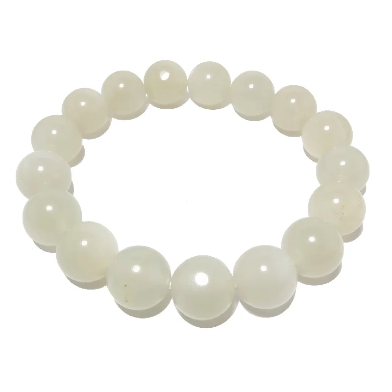 Best bangle bracelets with pearls and crystals for a glamorous and sophisticated look-White Moonstone Bracelet Full Moon Rising Gem