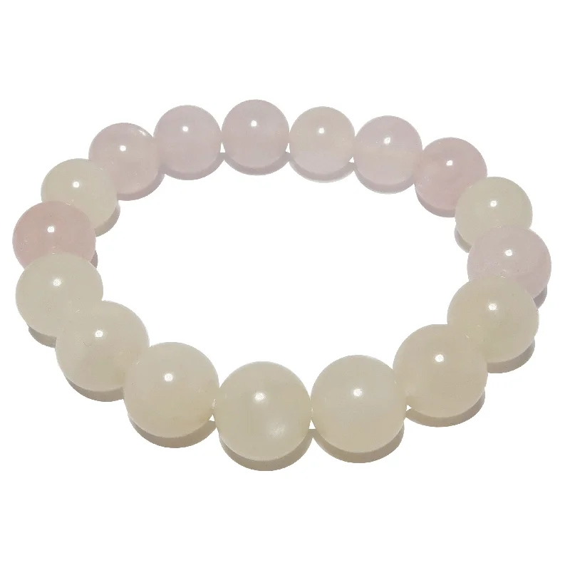 Best bangle bracelets with cubic zirconia for a dazzling and affordable alternative to diamonds-White Moonstone Bracelet Rose Quartz Lunar Love