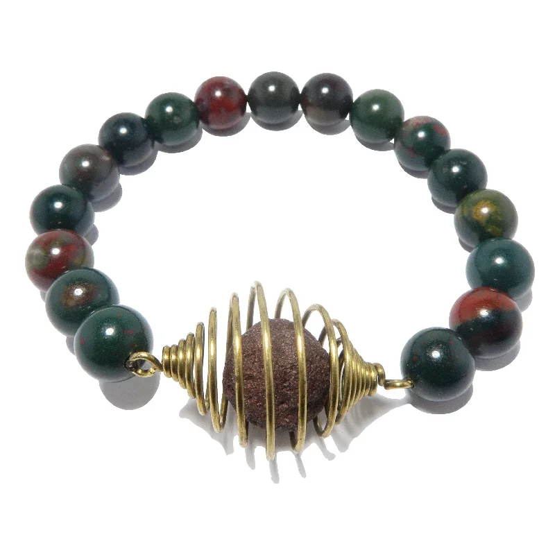 Best bangle bracelets with silver-plated finishes for an affordable and stylish accessory-Moqui Marble Bracelet Bloodstone Shaman Stone