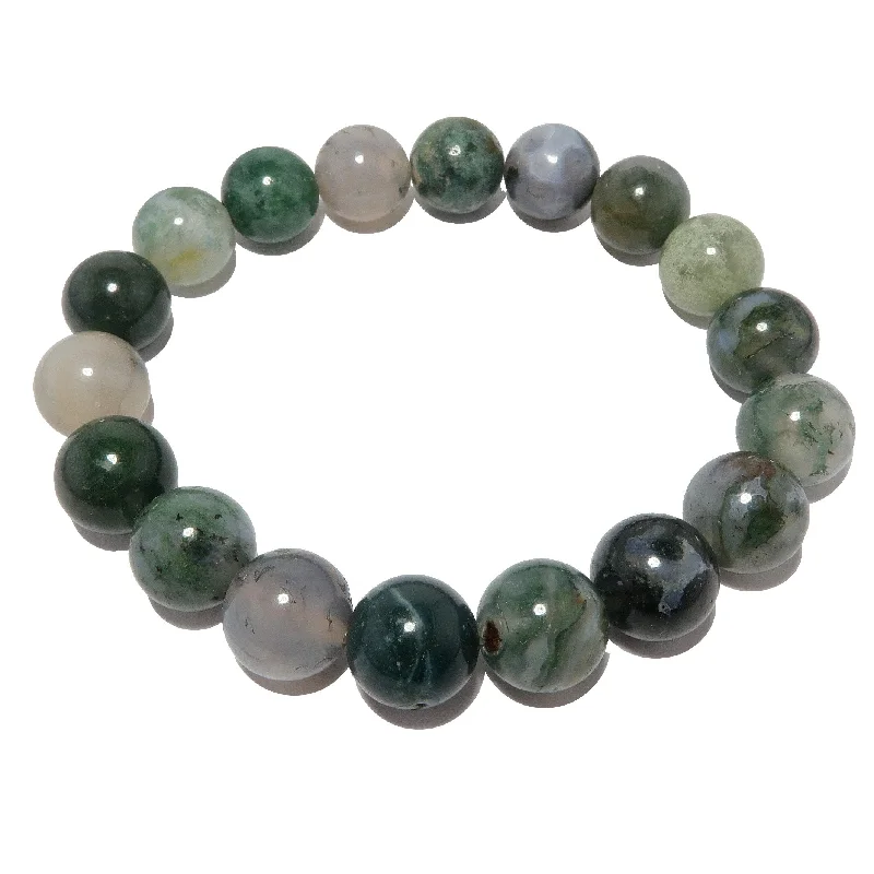 Elegant bangle bracelets with diamond-cut designs for added sparkle and elegance-Moss Agate Bracelet Alive and Thrive Beaded Crystal