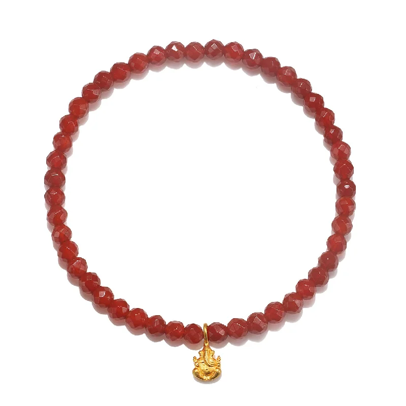 Best bangle bracelets with sapphire stones for an elegant and rich pop of color-Ganesha Hindu God, Overcoming Obstacles Carnelian Gemstone Bracelet