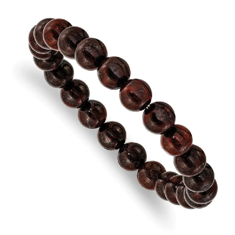 Stylish bangle bracelets with gemstone accents for a chic and modern look-Red Agate Beaded Stretch Bracelet