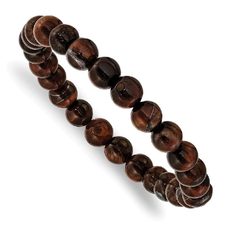 Simple bangle bracelets with smooth matte finishes for a subtle and modern style-Red Tiger's Eye Agate Beaded Stretch Bracelet