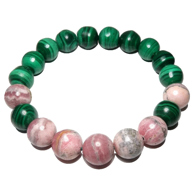 Sleek bangle bracelets with modern metallic finishes for a polished, chic design-Rhodochrosite Bracelet Malachite Pure Love Gems