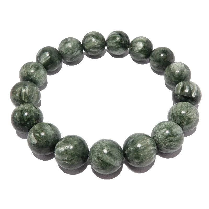 Best bangle bracelets with minimalist geometric designs for a contemporary, edgy look-Seraphinite Bracelet Rare Green Gems Spiritual Awakening